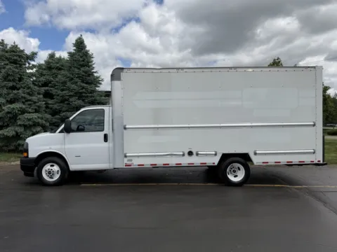 Photos of 2022 GMC Savana 3500 16 FT Box Truck with Shelving and Side Door for sale in Crystal Lake, IL at Signature Truck Center
