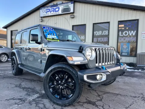 Gray 2023 JEEP WRANGLER SAHARA 4XE for sale in Crown Point, IN