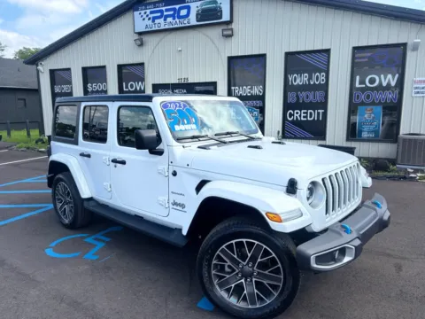 White 2023 JEEP WRANGLER SAHARA 4XE for sale in Crown Point, IN