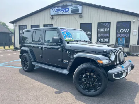 Black 2023 JEEP WRANGLER SAHARA 4XE for sale in Crown Point, IN