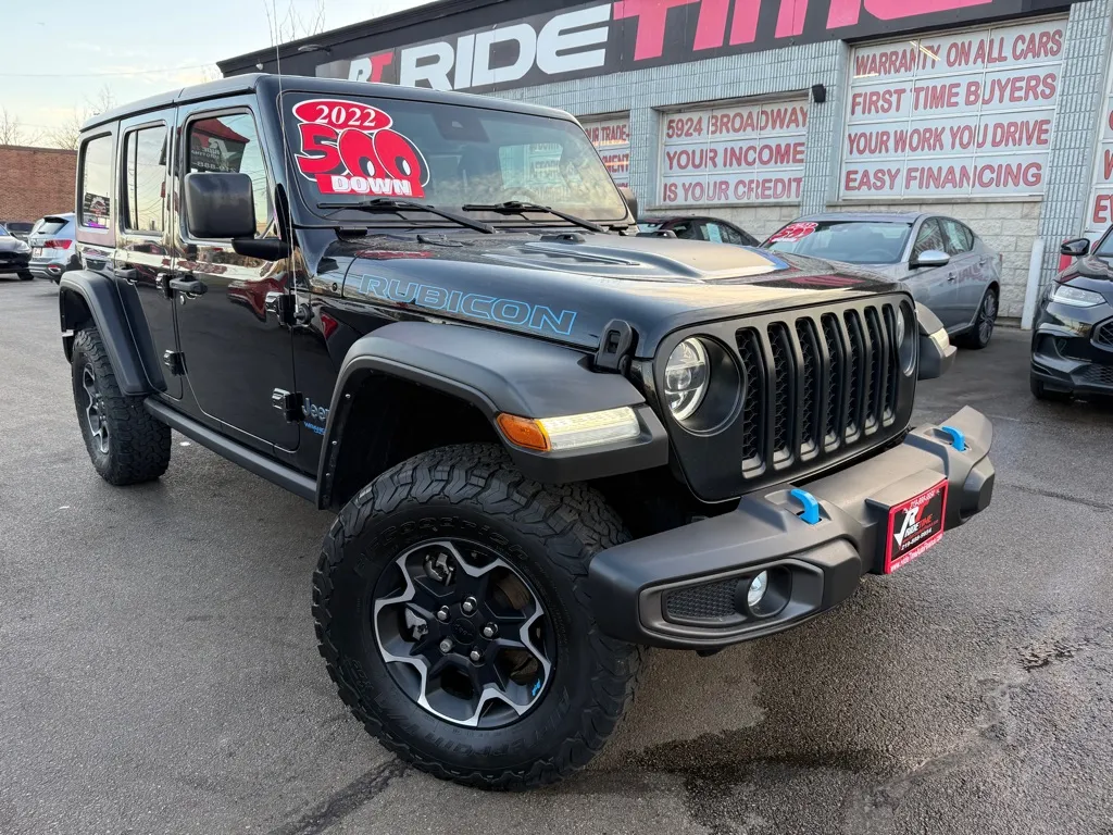 Black 2022 JEEP WRANGLER UNLIMI RUBICON 4XE for sale in Merrillville, IN