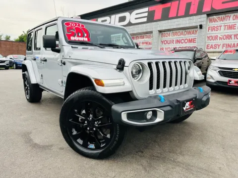 Silver 2023 JEEP WRANGLER SAHARA 4XE for sale in Merrillville, IN