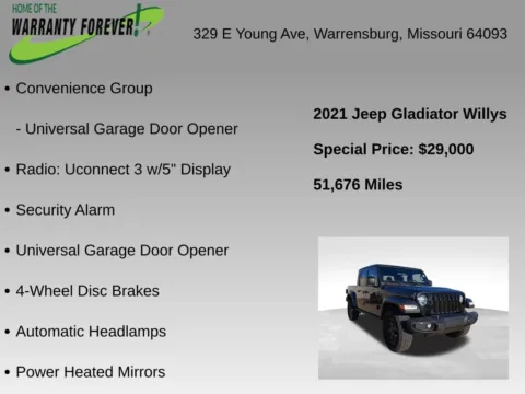 More photos of 2021 Jeep Gladiator Willys at Warrensburg CDJR, MO