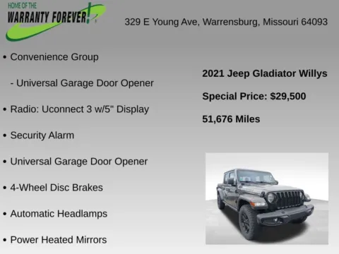 More photos of 2021 Jeep Gladiator Willys at Warrensburg CDJR, MO
