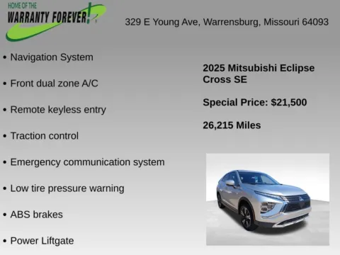 More photos of 2025 Mitsubishi Eclipse Cross SE at Warrensburg CDJR, MO