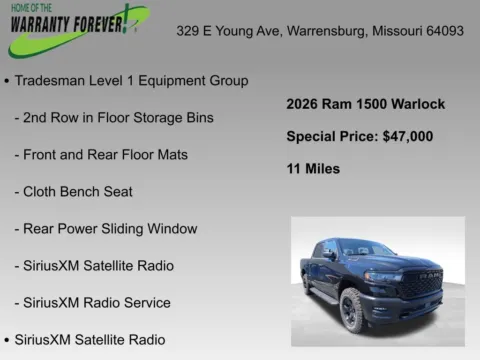 More photos of 2026 Ram 1500 Warlock at Warrensburg CDJR, MO