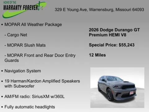 More photos of 2026 Dodge Durango GT Premium HEMI V8 at Warrensburg CDJR, MO