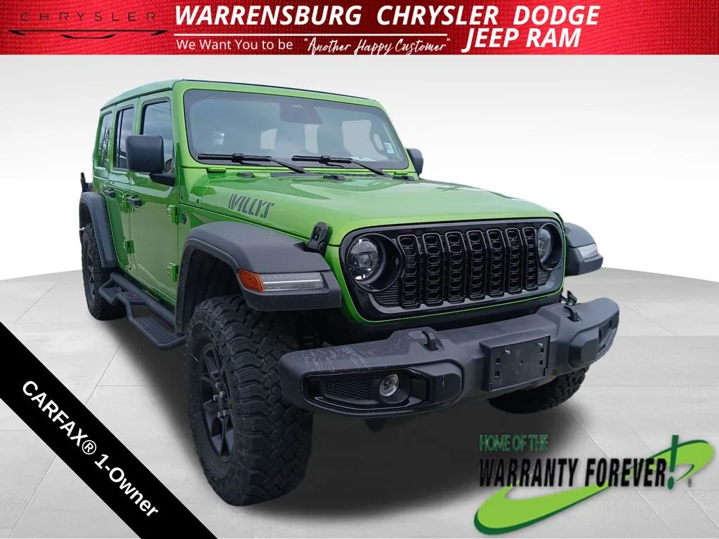 Used 2026 Jeep Wrangler 4-Door Willys with VIN 1C4PJXDN0TW154123 for sale in Kansas City