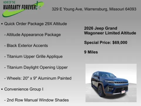 More photos of 2026 Jeep Grand Wagoneer Limited Altitude at Warrensburg CDJR, MO