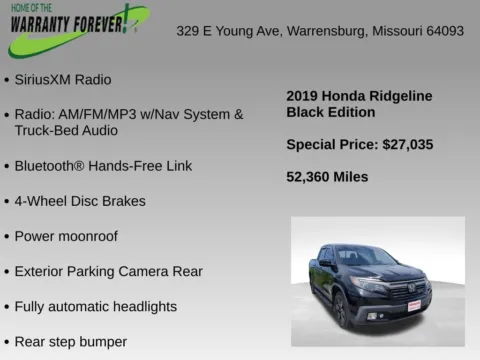 More photos of 2019 Honda Ridgeline Black Edition at Warrensburg CDJR, MO