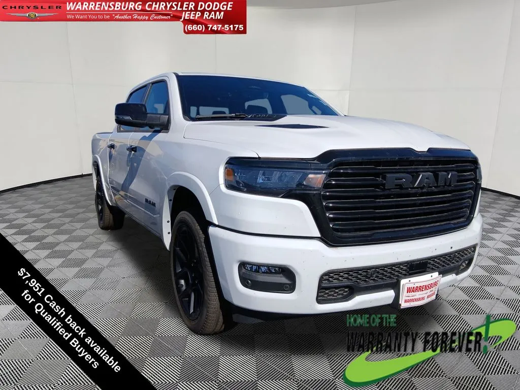 White 2025 Ram 1500 Laramie for sale in Warrensburg, MO