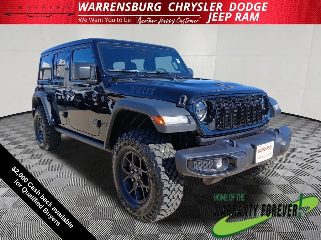 Black 2026 Jeep Wrangler Willys for sale in Warrensburg, MO