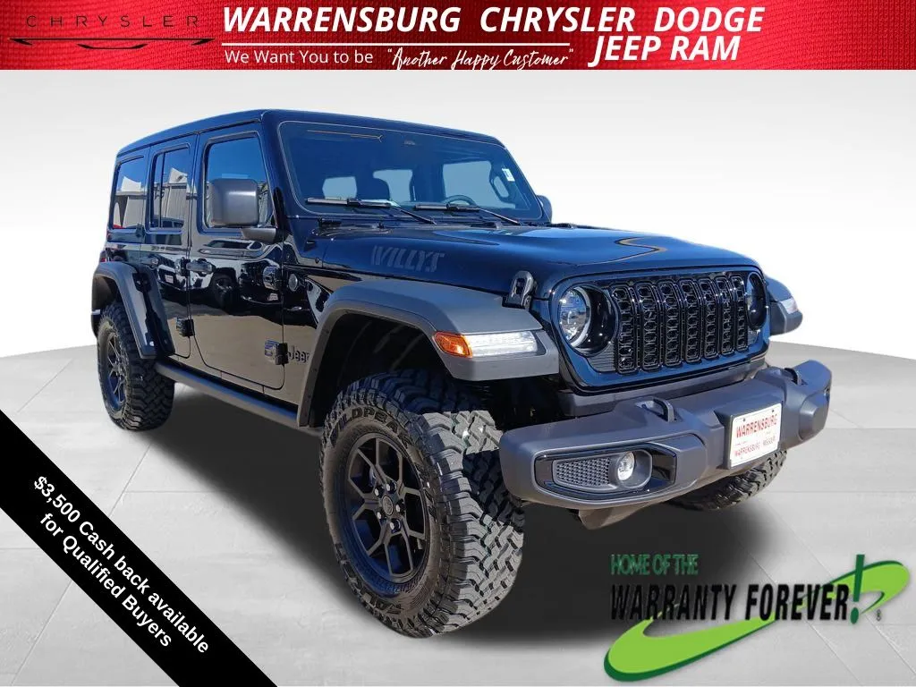 Black 2026 Jeep Wrangler Willys for sale in Warrensburg, MO
