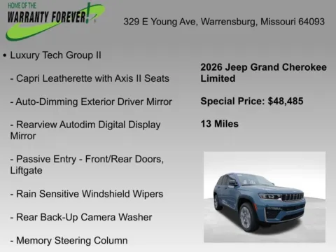 More photos of 2026 Jeep Grand Cherokee Limited at Warrensburg CDJR, MO