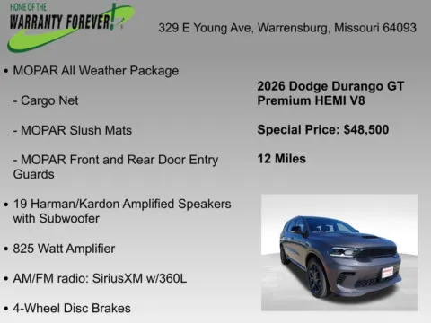 More photos of 2026 Dodge Durango GT Premium HEMI V8 at Warrensburg CDJR, MO