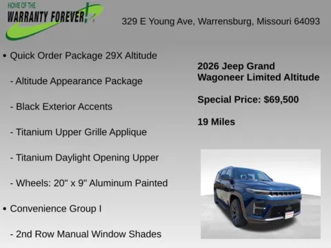 More photos of 2026 Jeep Grand Wagoneer Limited Altitude at Warrensburg CDJR, MO
