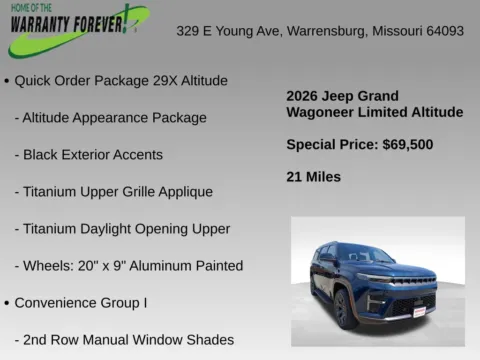 More photos of 2026 Jeep Grand Wagoneer Limited Altitude at Warrensburg CDJR, MO
