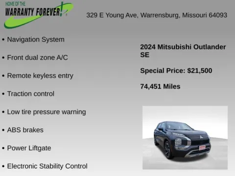 More photos of 2024 Mitsubishi Outlander SE at Warrensburg CDJR, MO