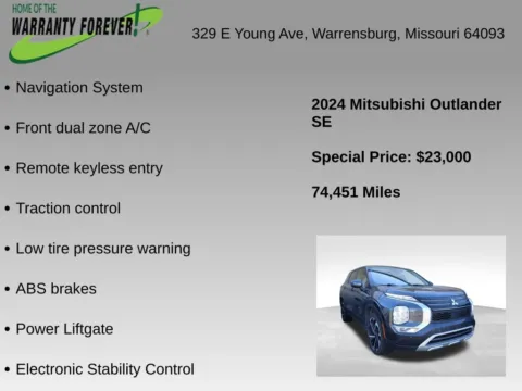 More photos of 2024 Mitsubishi Outlander SE at Warrensburg CDJR, MO