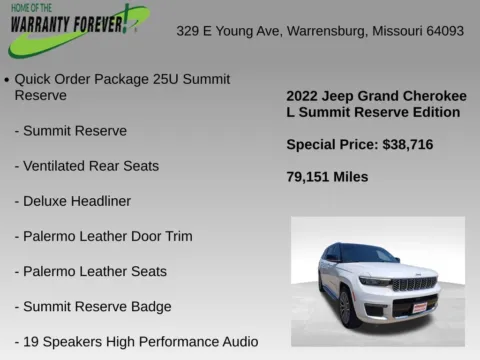 More photos of 2022 Jeep Grand Cherokee L Summit at Warrensburg CDJR, MO