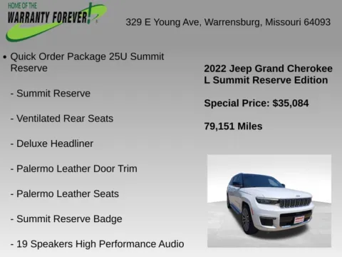 More photos of 2022 Jeep Grand Cherokee L Summit at Warrensburg CDJR, MO