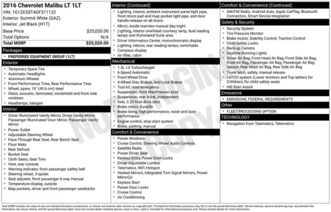 White 2016 Chevrolet Malibu LT for sale in Warrensburg, MO