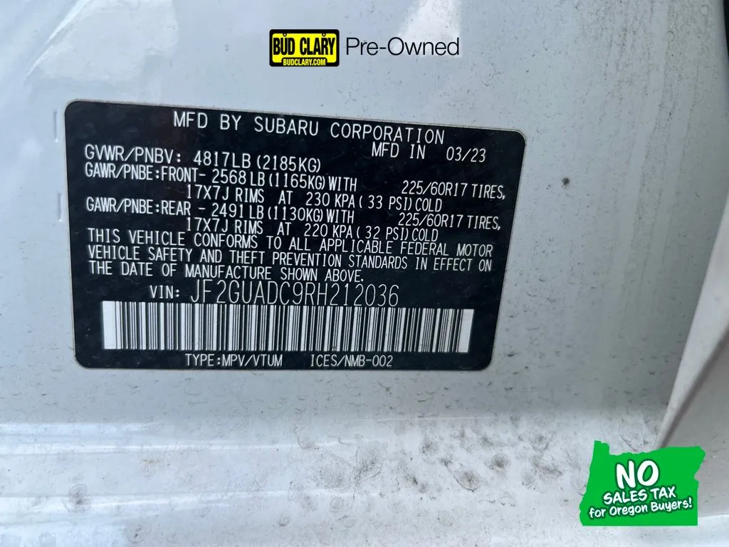 White 2024 Subaru Crosstrek Premium for sale in Longview, WA