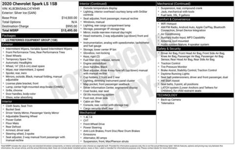 Photos of 2020 Chevrolet Spark LS for sale in Longview, WA at Chevrolet Longview