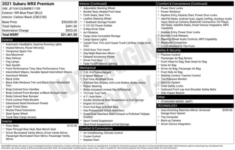 Another view of 2021 Subaru WRX Premium for sale in Longview, WA at Chevrolet Longview