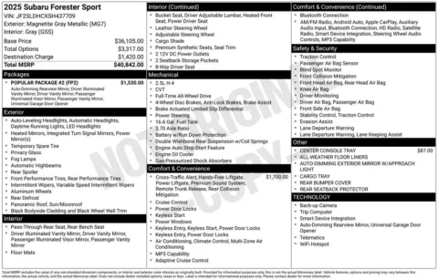 Another view of 2025 Subaru Forester Sport for sale in Longview, WA at Chevrolet Longview
