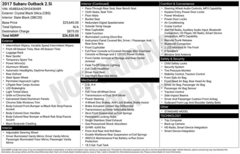 Another view of 2017 Subaru Outback 2.5i for sale in Longview, WA at Bud Clary Chevrolet Longview