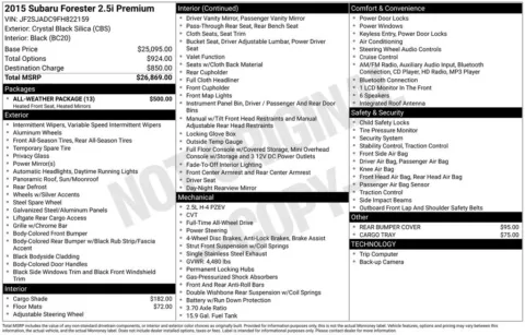 Another view of 2015 Subaru Forester 2.5i Premium for sale in Longview, WA at Bud Clary Chevrolet Longview