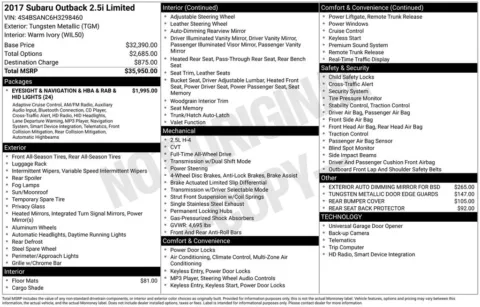 Another view of 2017 Subaru Outback 2.5i for sale in Longview, WA at Bud Clary Chevrolet Longview