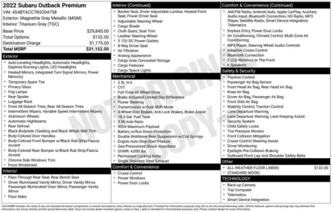 Another view of 2022 Subaru Outback Premium for sale in Longview, WA at Bud Clary Chevrolet Longview