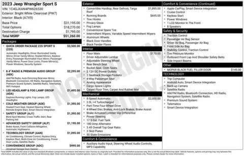 Another view of 2023 Jeep Wrangler Sport S for sale in Longview, WA at Bud Clary Chevrolet Longview