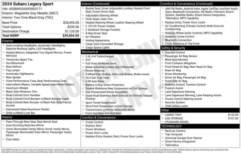 Another view of 2024 Subaru Legacy Sport for sale in Longview, WA at Bud Clary Chevrolet Longview