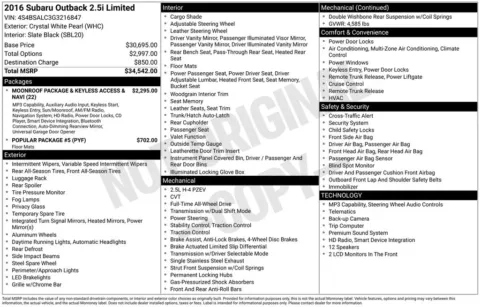 Another view of 2016 Subaru Outback 2.5i for sale in Longview, WA at Bud Clary Chevrolet Longview