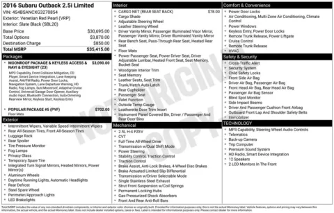 Another view of 2016 Subaru Outback 2.5i for sale in Longview, WA at Bud Clary Chevrolet Longview