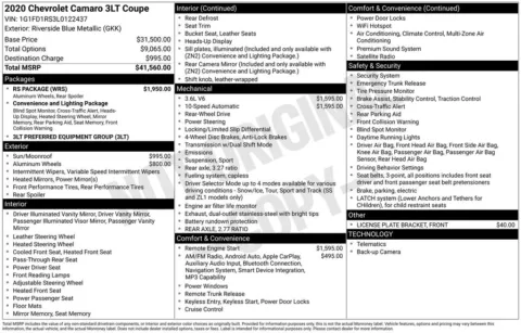 Another view of 2020 Chevrolet Camaro 3LT for sale in Longview, WA at Bud Clary Chevrolet Longview