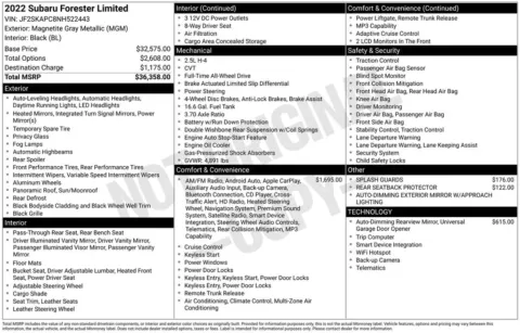 Another view of 2022 Subaru Forester Limited for sale in Longview, WA at Bud Clary Chevrolet Longview