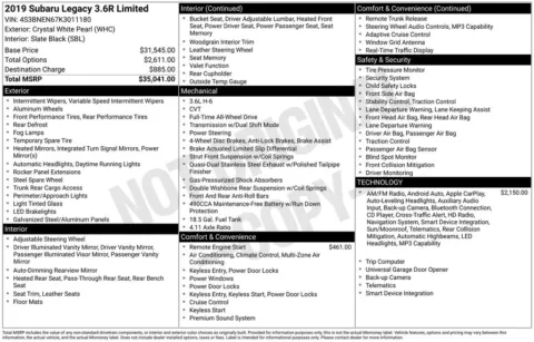 Another view of 2019 Subaru Legacy 3.6R for sale in Longview, WA at Bud Clary Chevrolet Longview