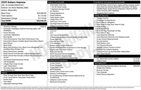 Another view of 2025 Subaru Impreza for sale in Longview, WA at Bud Clary Chevrolet Longview