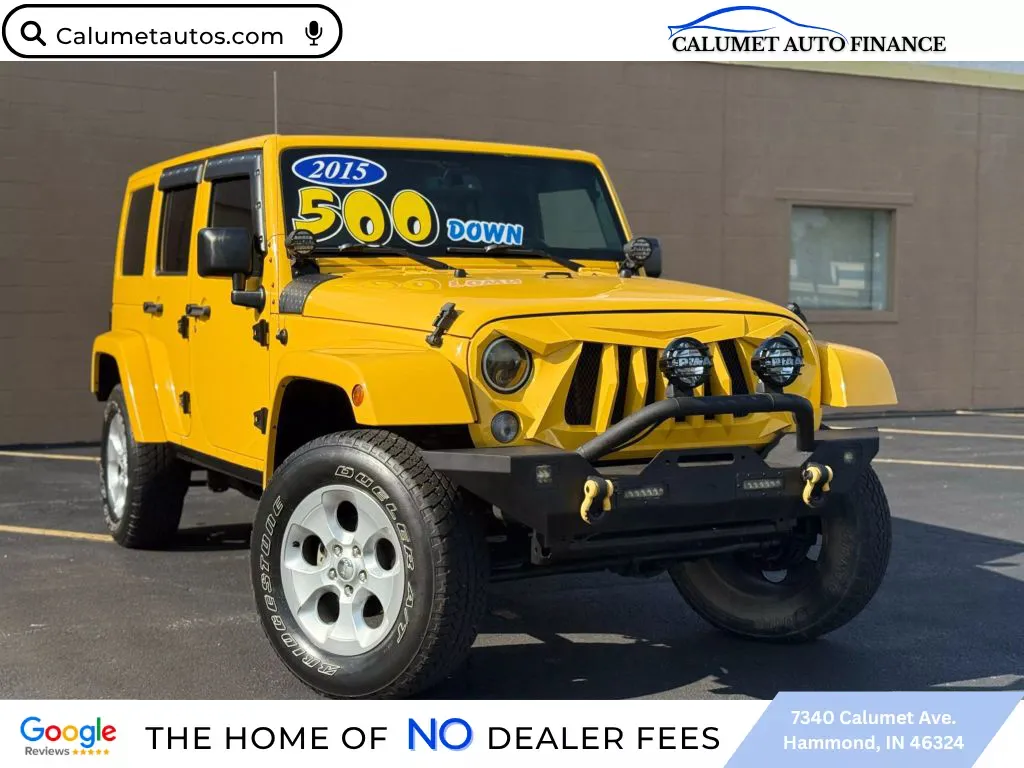 Yellow 2015 Jeep Wrangler Unlimited Sahara Sport Utility 4D for sale in Hammond, IN