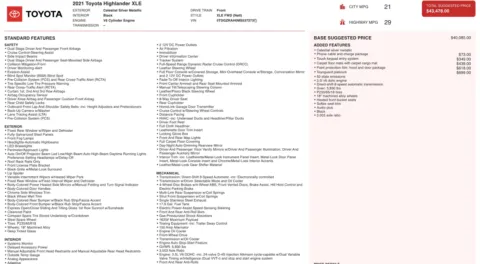 Photos of 2021 Toyota Highlander XLE for sale in Jacksonville, FL at Auto Boutique Florida