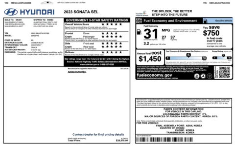 Photos of 2023 Hyundai Sonata SEL for sale in Jacksonville, FL at Auto Boutique Florida