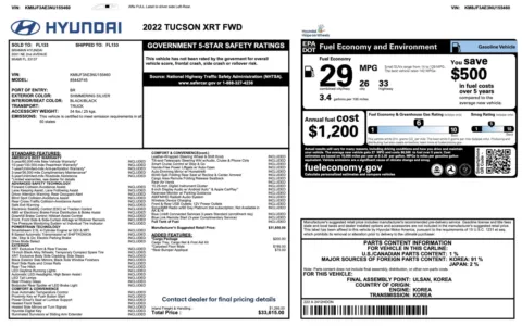 Photos of 2022 Hyundai Tucson XRT for sale in Jacksonville, FL at Auto Boutique Florida