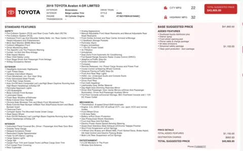 More photos of 2019 Toyota Avalon XLE at Auto Boutique Florida, FL