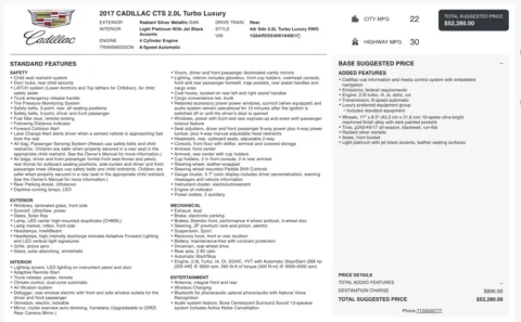 Photos of 2017 Cadillac CTS Sedan Luxury RWD for sale in Jacksonville, FL at Auto Boutique Florida