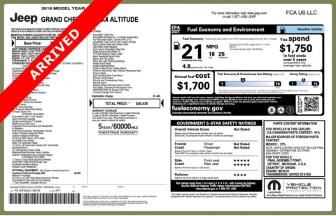 Photos of 2018 Jeep Grand Cherokee Altitude for sale in Jacksonville, FL at Auto Boutique Florida