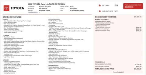 Photos of 2019 Toyota Camry SE for sale in Jacksonville, FL at Auto Boutique Florida